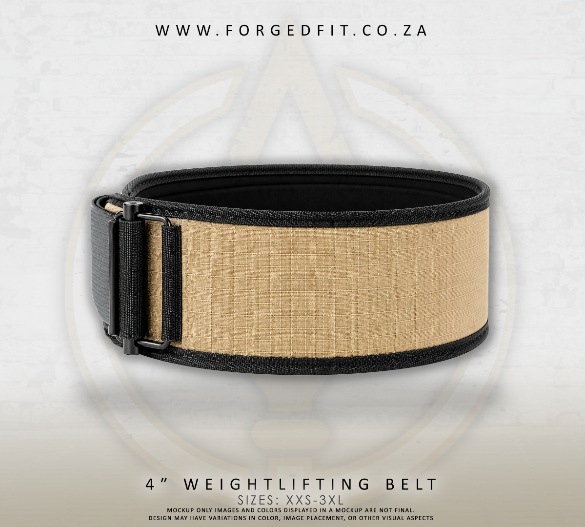 4" Weightlifting Belt - Tan Canvas